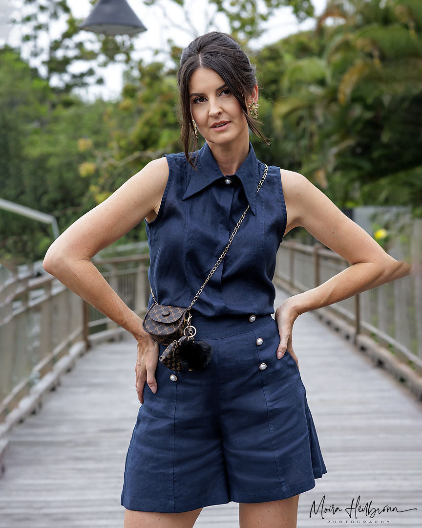 Emmy High Waisted Short - Navy Blue