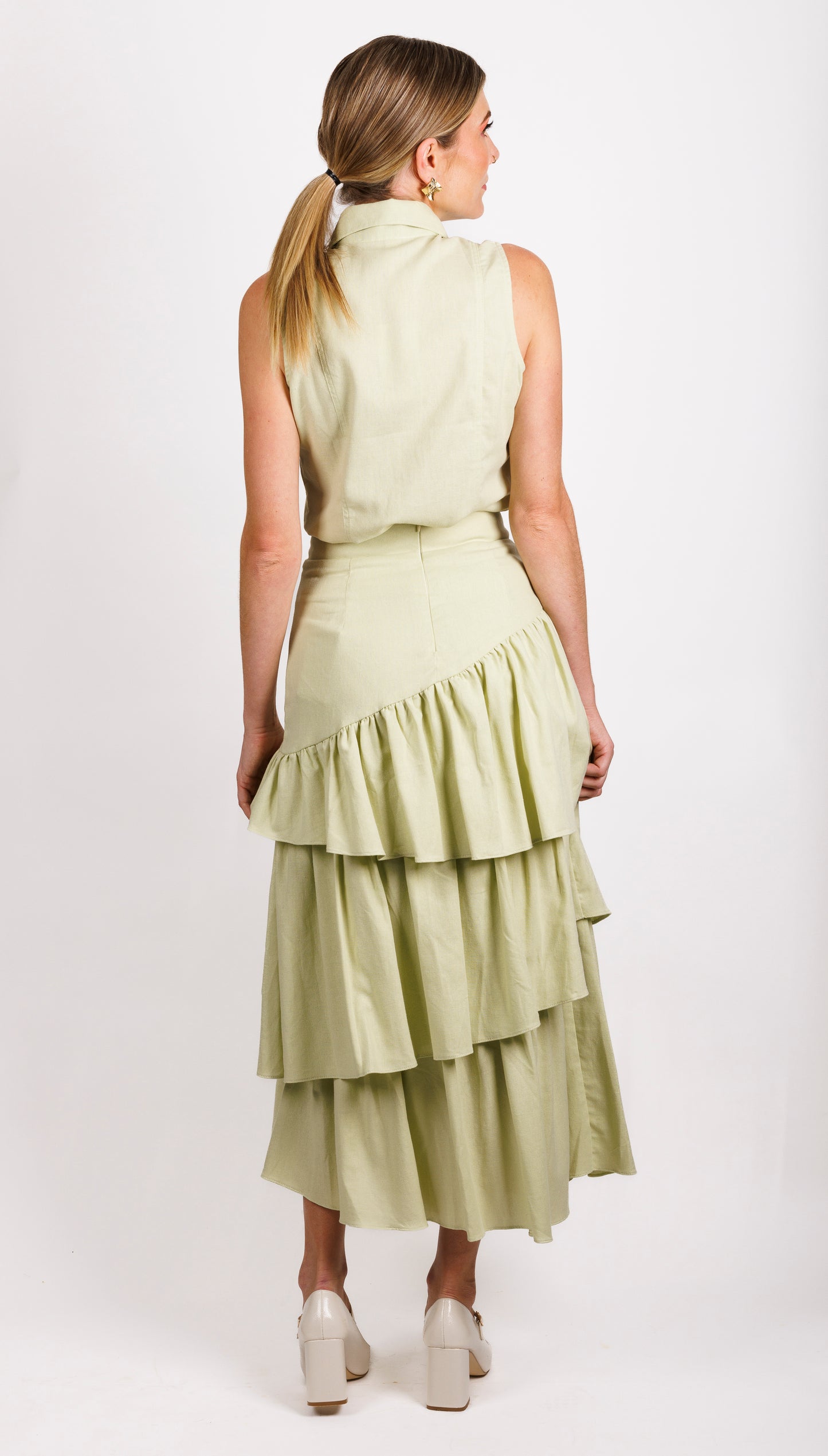 Joanie Tiered Maxi Skirt - Pistachio