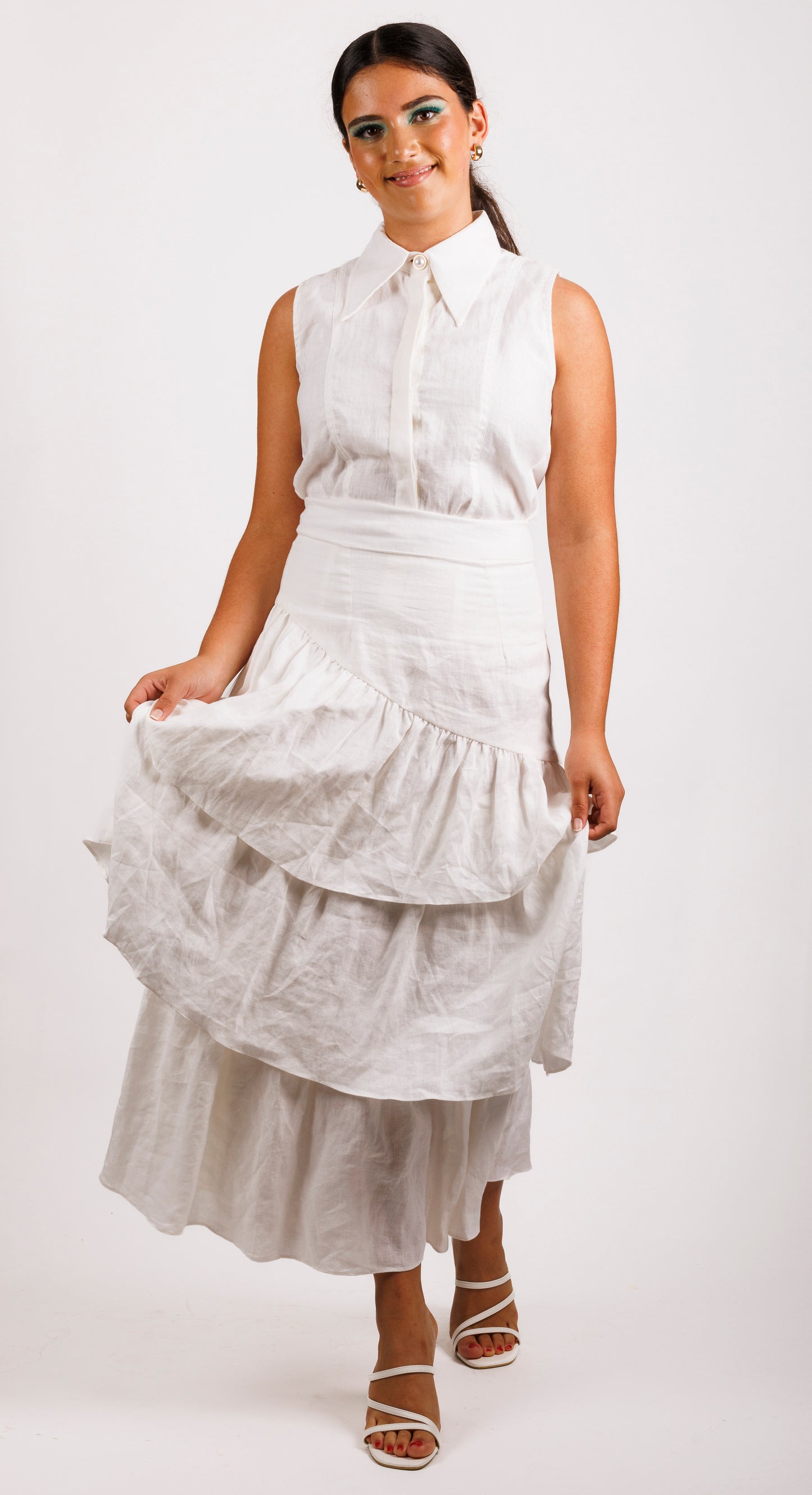 Joanie Tiered Maxi Skirt - White