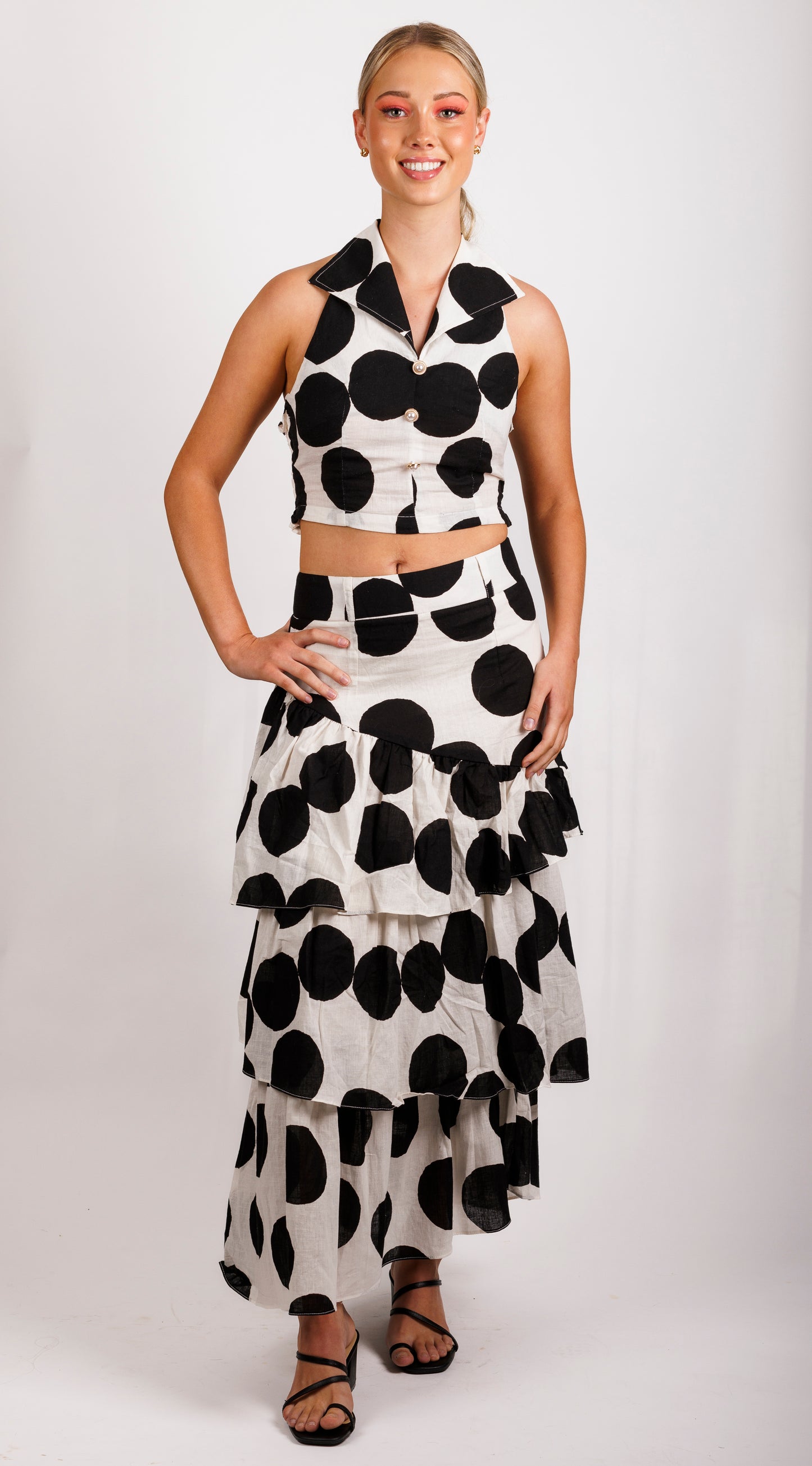 Joanie Tiered Maxi Skirt - Polka Dot