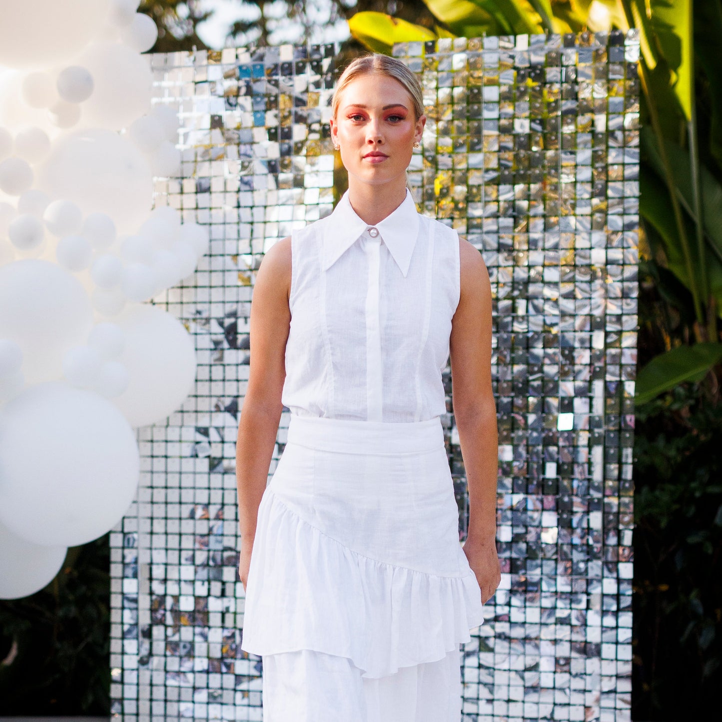 Teneriffe Sleeveless Shirt - White