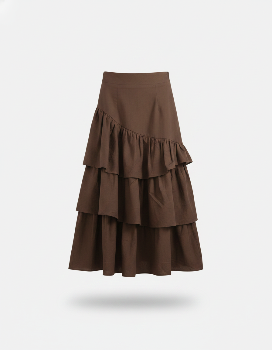 Joanie Tiered Maxi Skirt - Chocolate