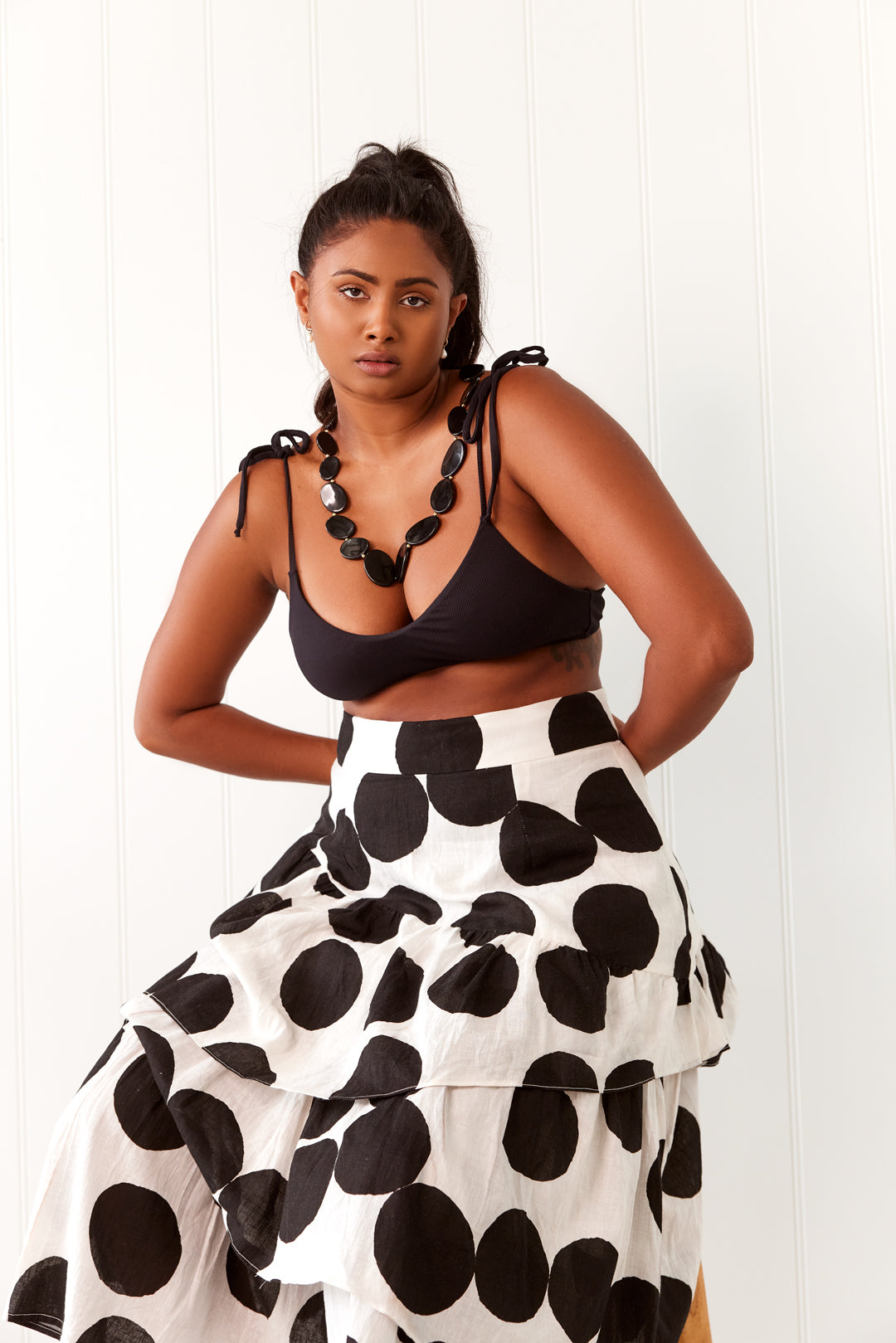 Joanie Tiered Maxi Skirt - Polka Dot