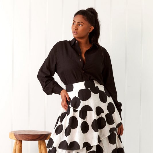 Noosa Long Sleeve Shirt - Black Linen