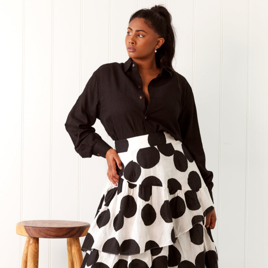 Noosa Long Sleeve Shirt - Black Linen