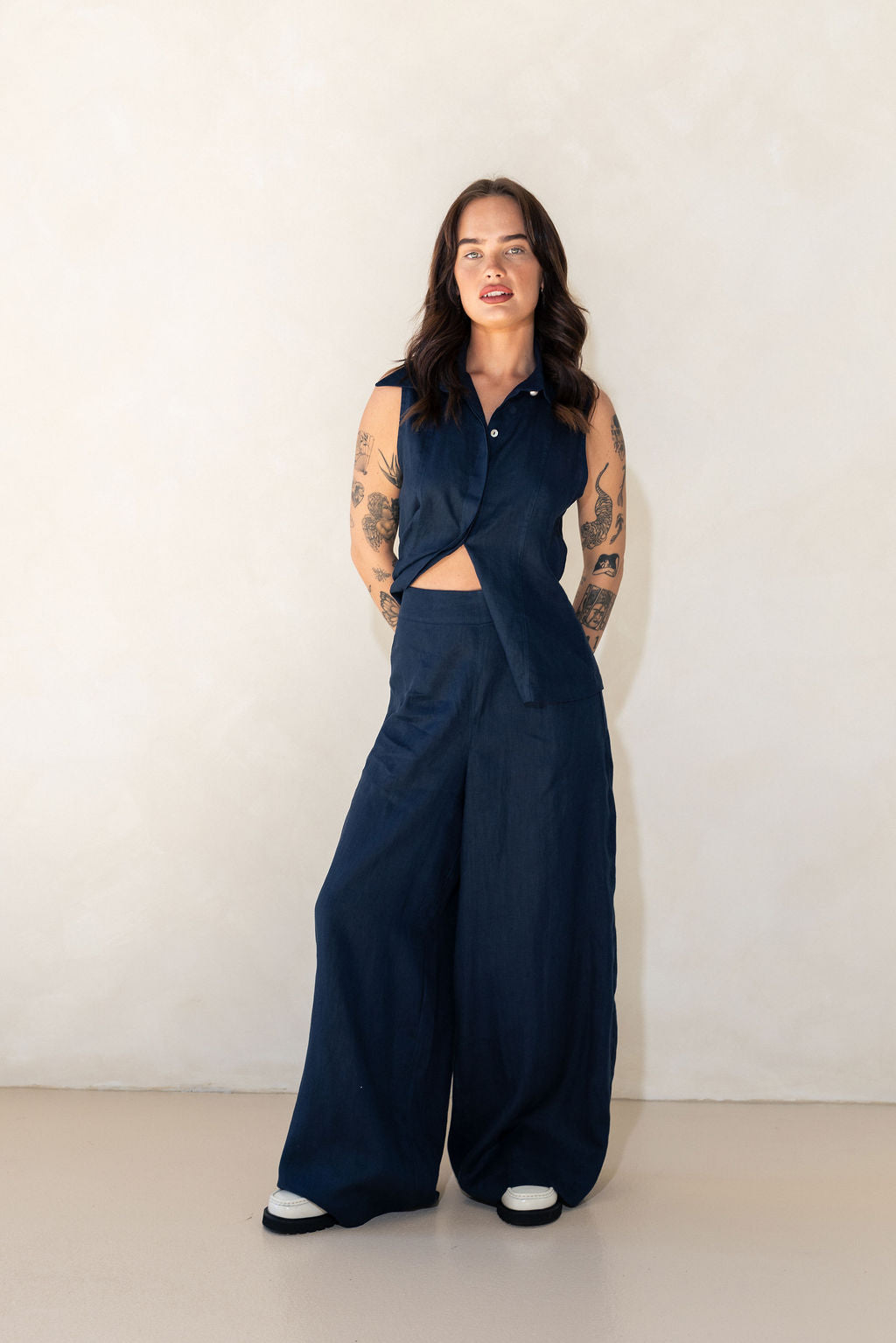 Teneriffe Sleeveless Shirt - Ink Blue