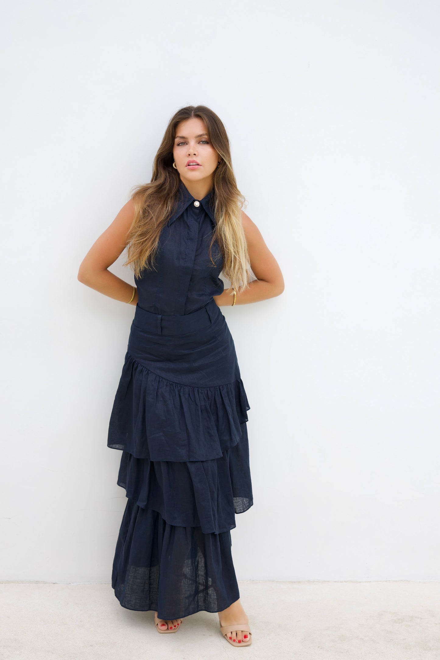 Teneriffe Sleeveless Shirt - Ink Blue