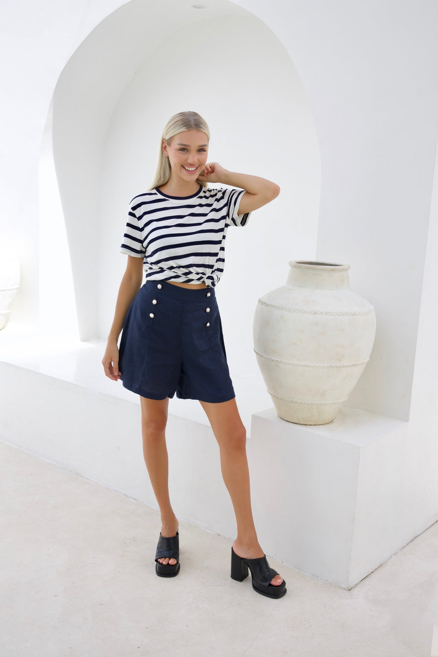 Emmy High Waisted Short - Navy Blue