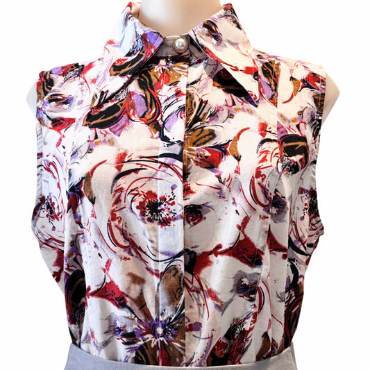 Teneriffe Sleeveless Shirt - Tea Tree Print