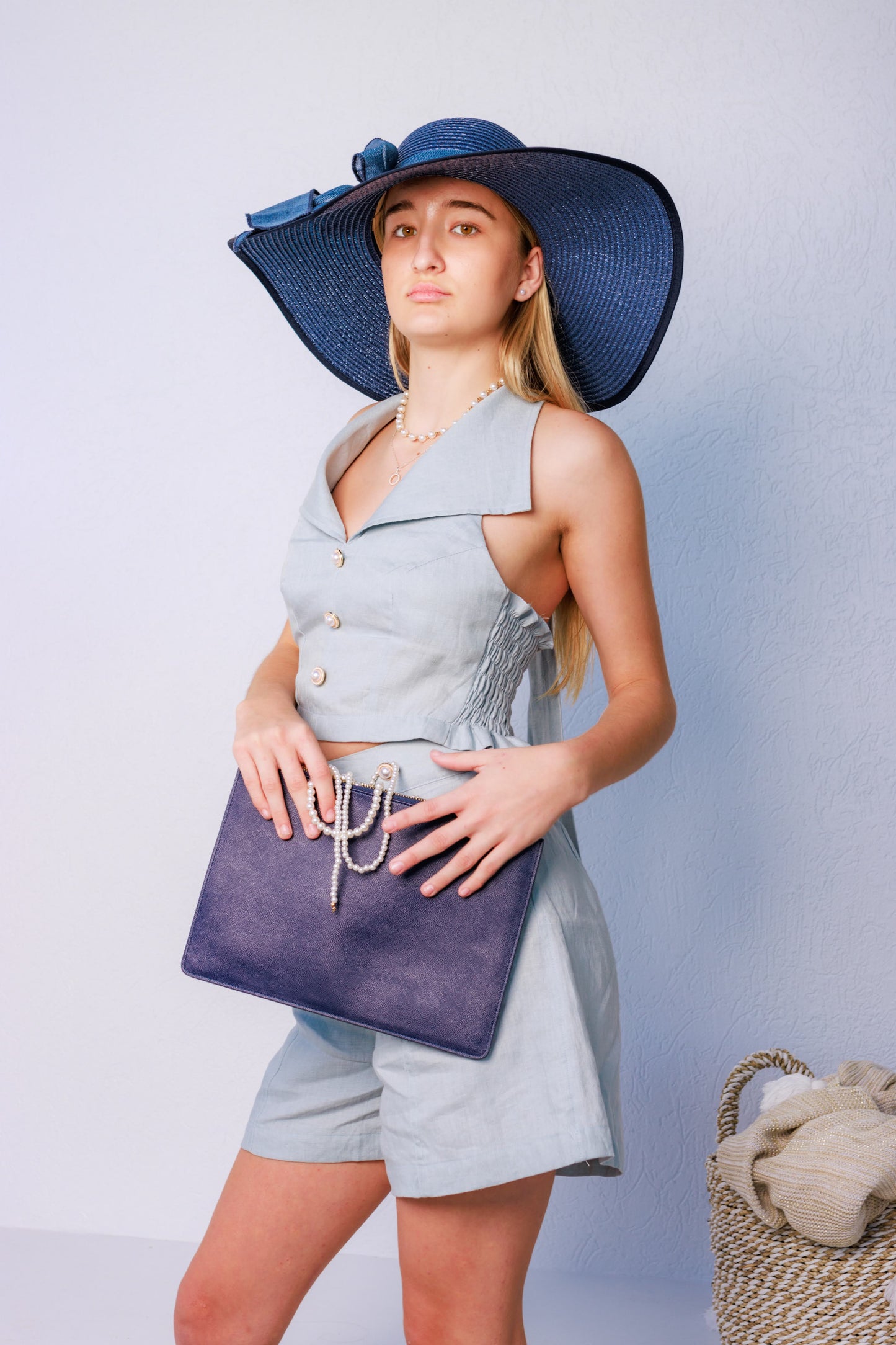 Ivy Halter Neck Top - Sky Blue