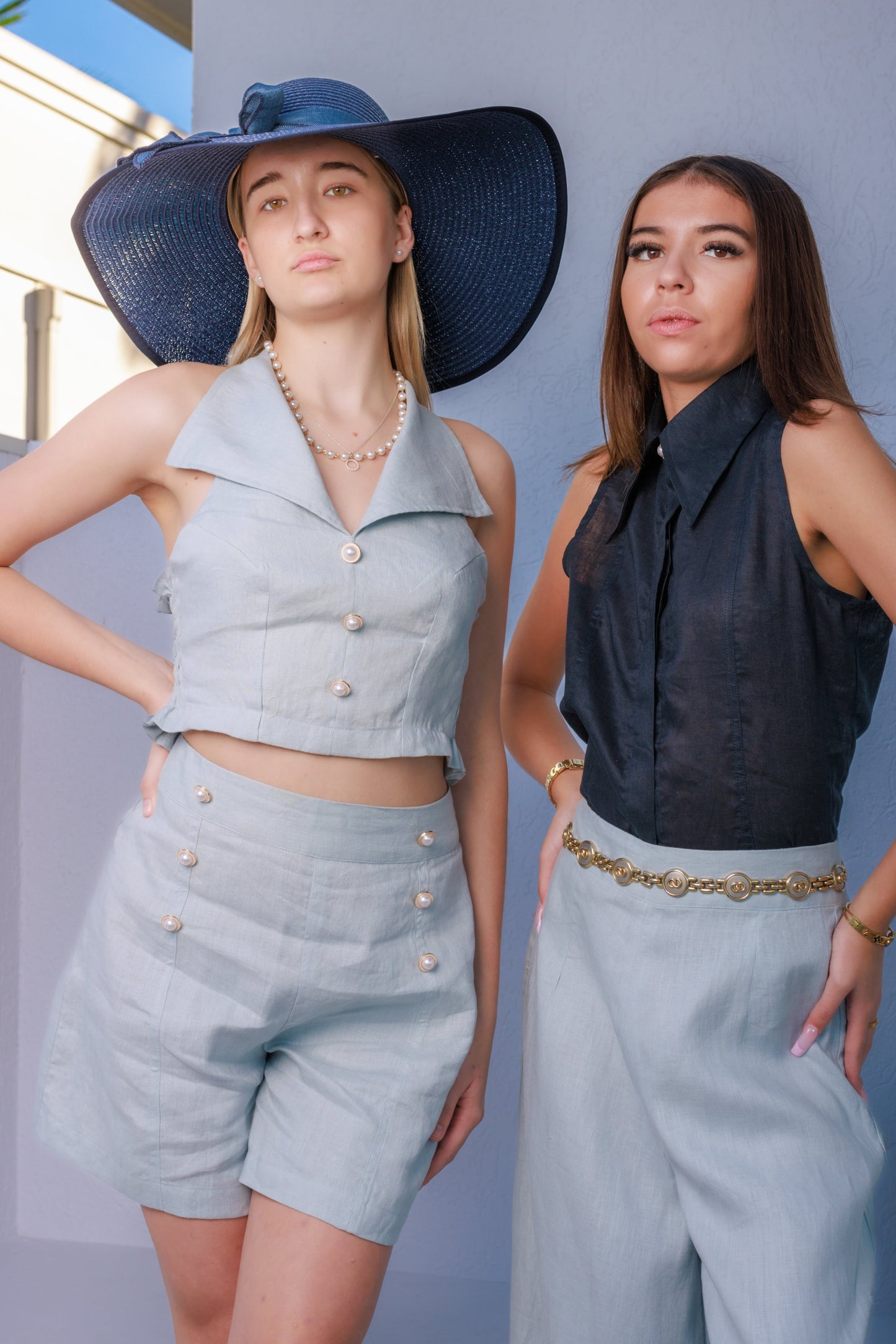 Ivy Halter Neck Top - Sky Blue