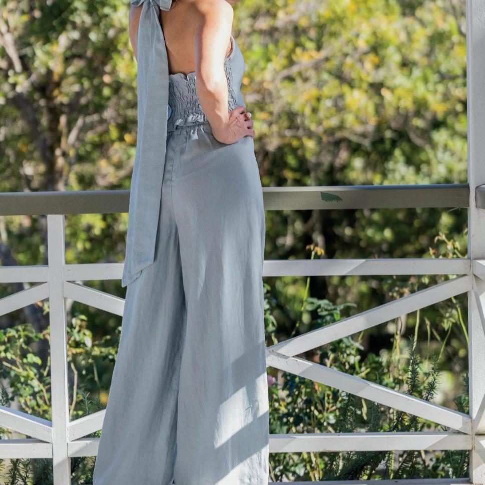 Carlie Wide Leg Pant - Sky Blue