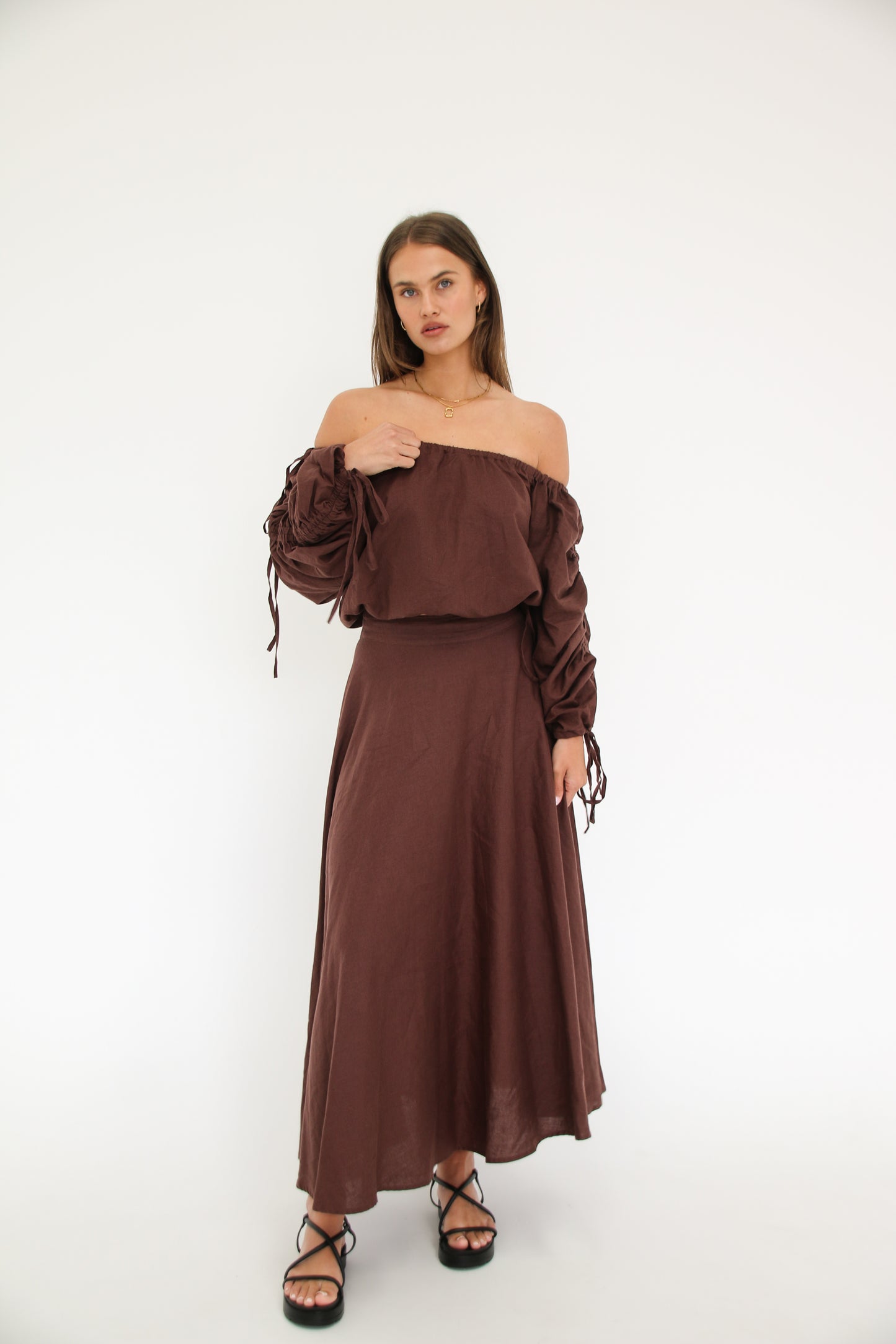 Jeanie Sculptural Top - Chocolate
