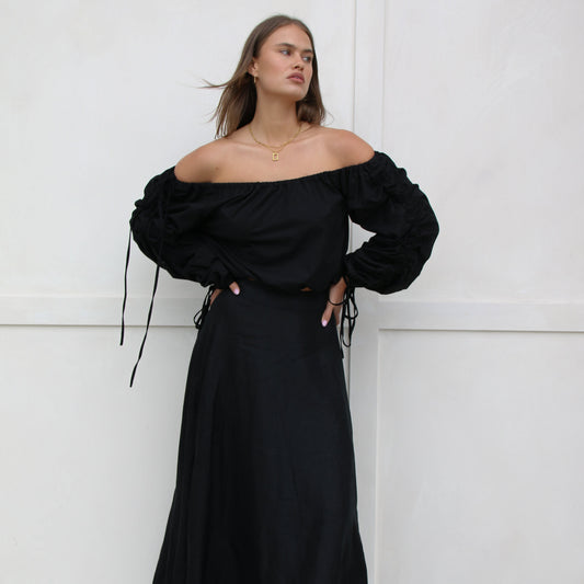 Jeanie Sculptural Top - Black