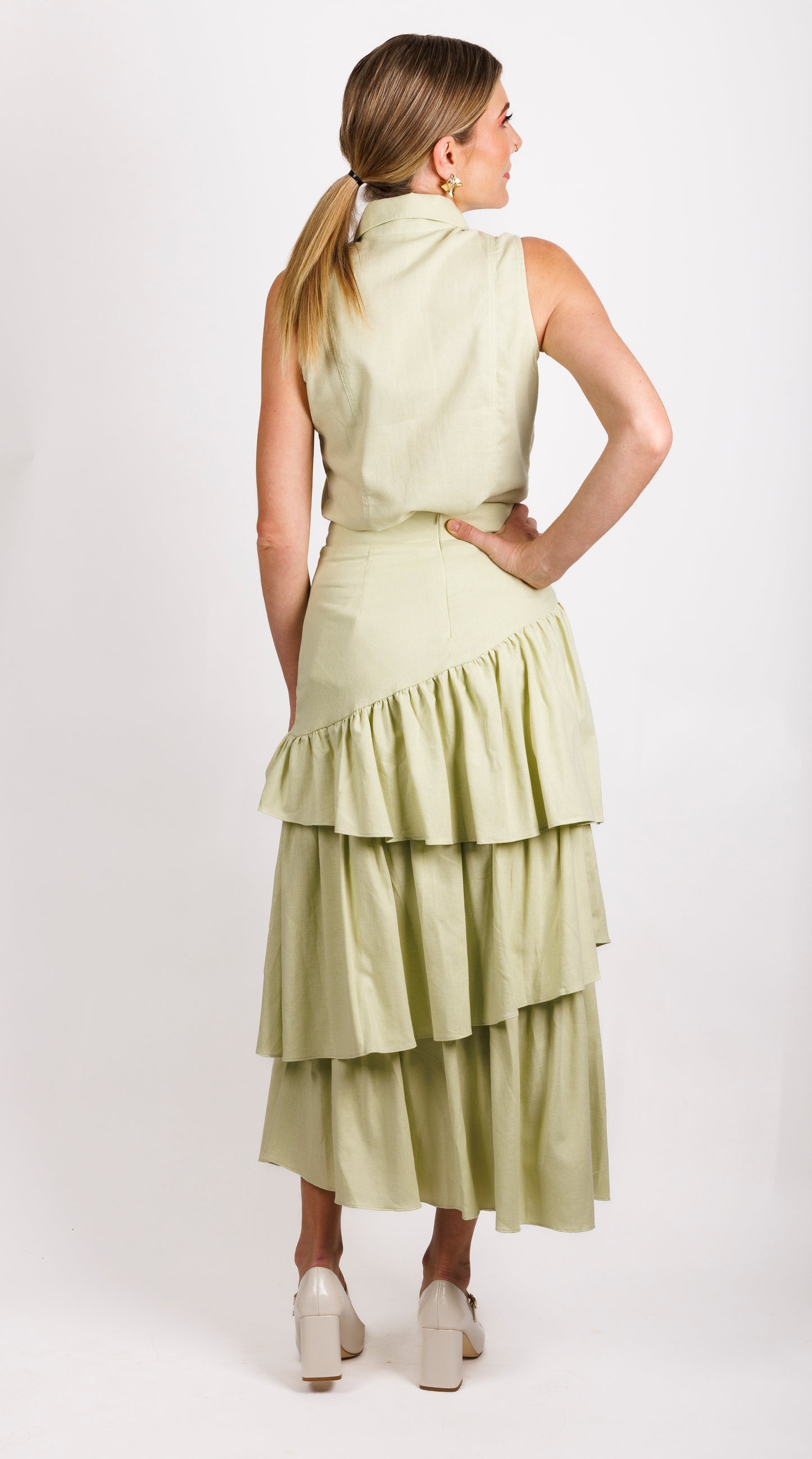 Joanie Tiered Maxi Skirt - Pistachio