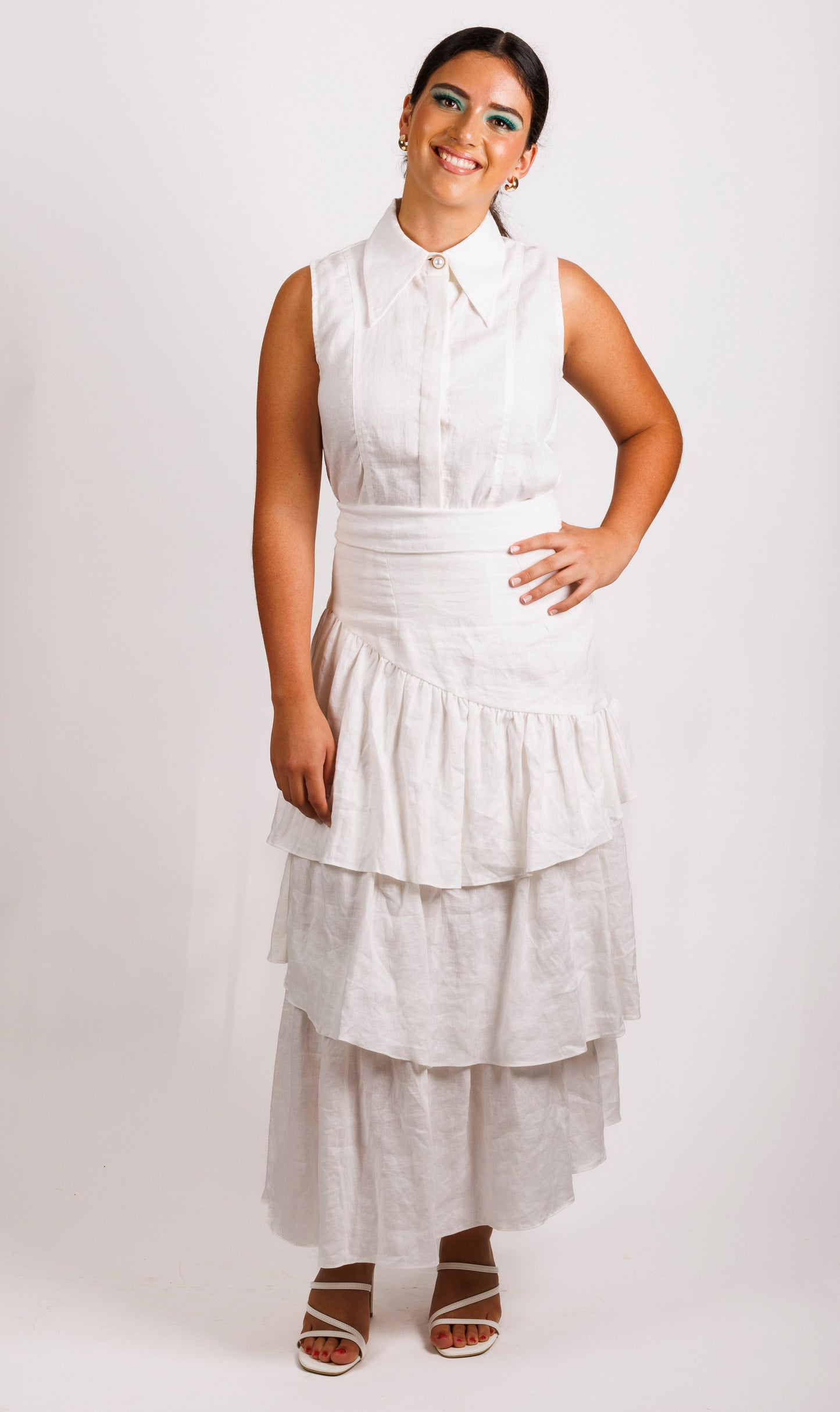 Joanie Tiered Maxi Skirt - White