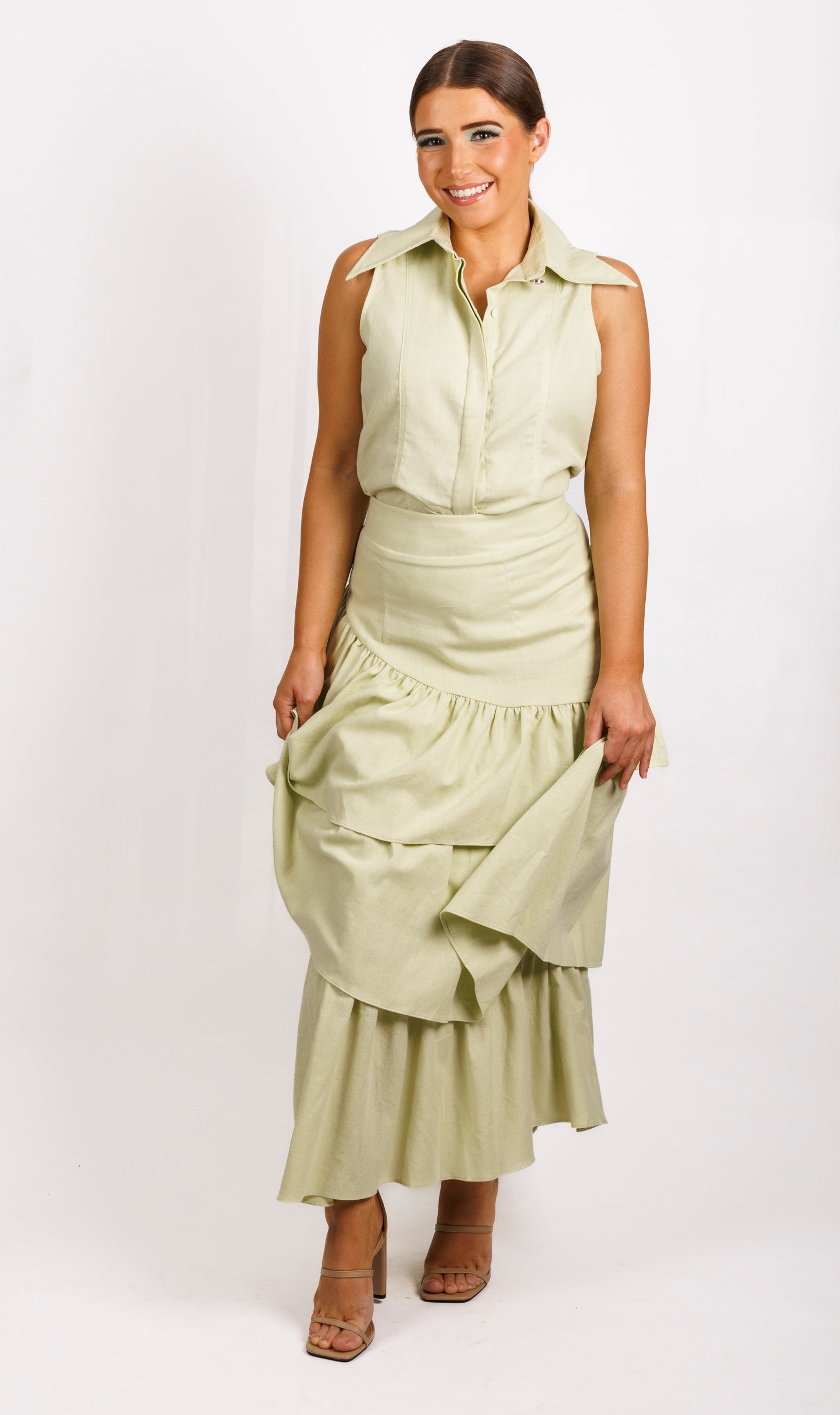 Joanie Tiered Maxi Skirt - Pistachio