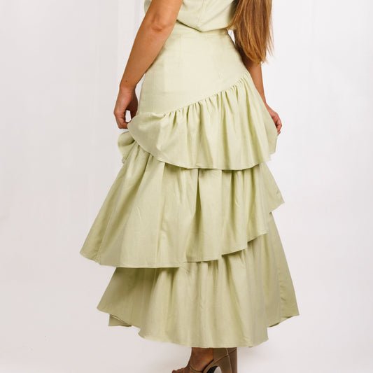 Joanie Tiered Maxi Skirt - Pistachio