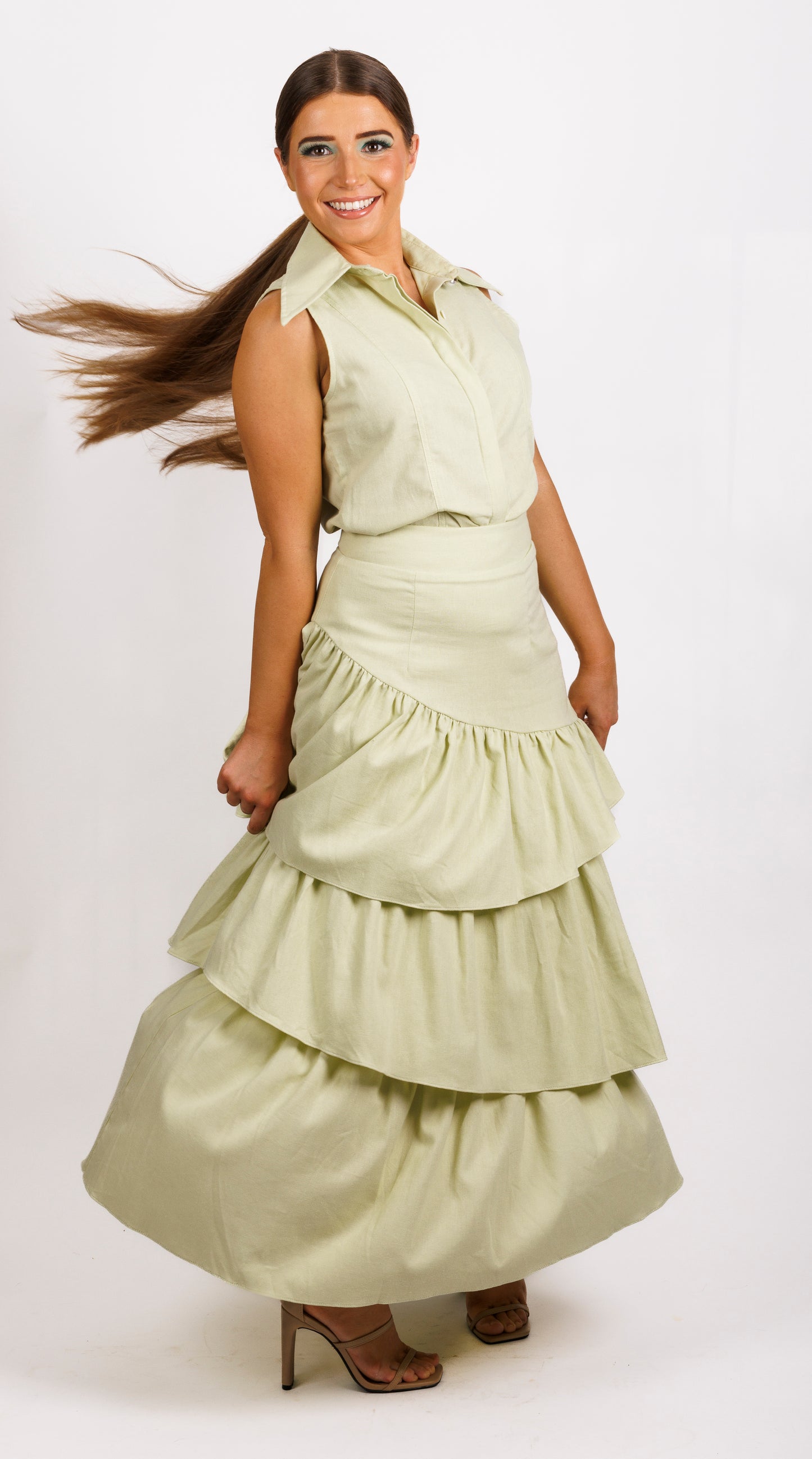 Joanie Tiered Maxi Skirt - Pistachio