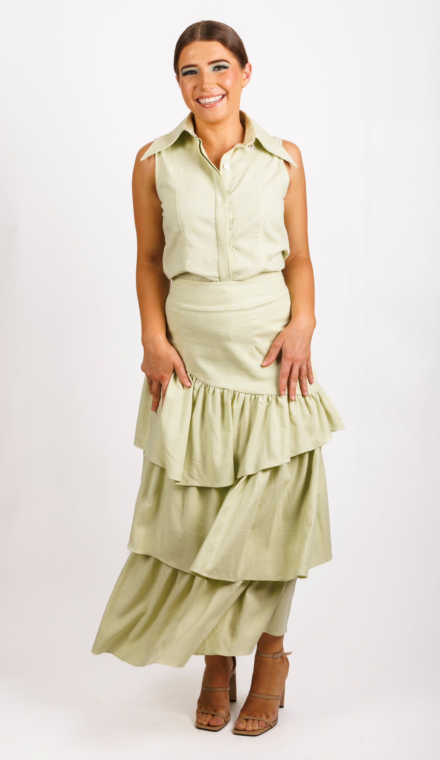 Joanie Tiered Maxi Skirt - Pistachio