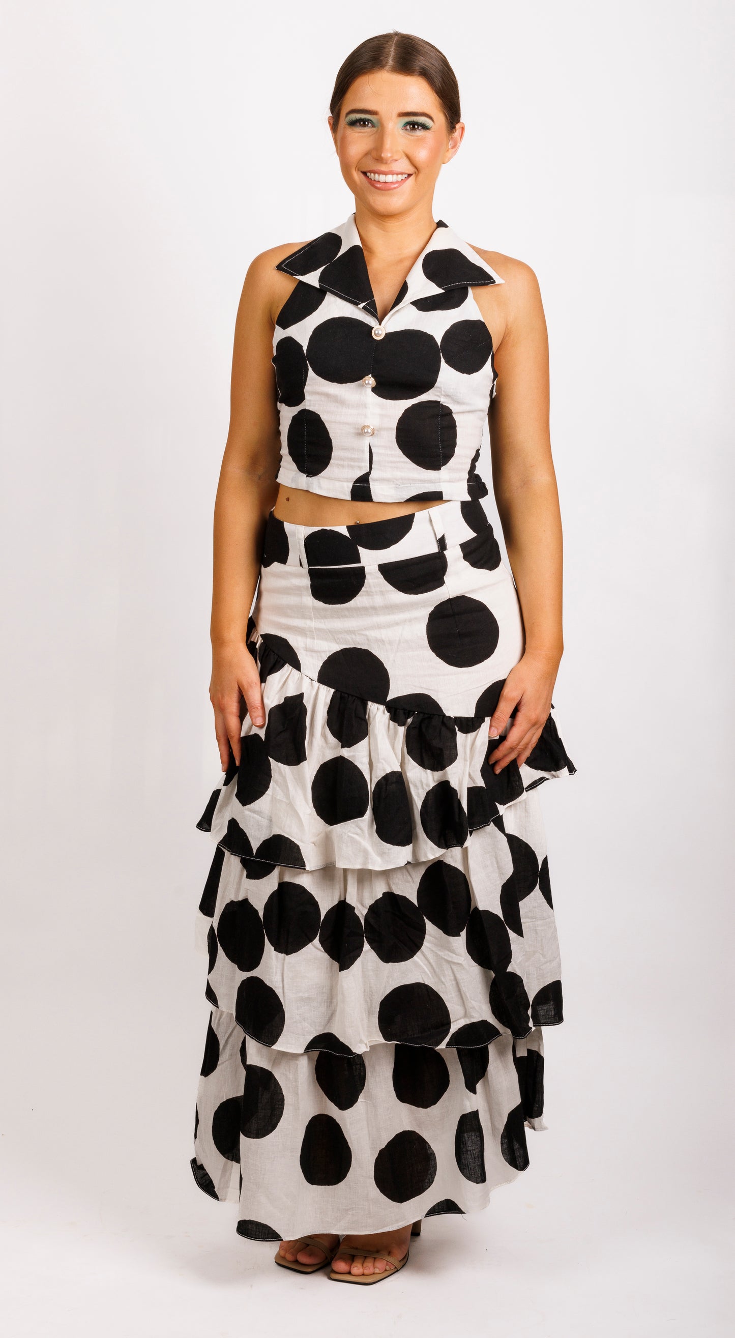 Joanie Tiered Maxi Skirt - Polka Dot
