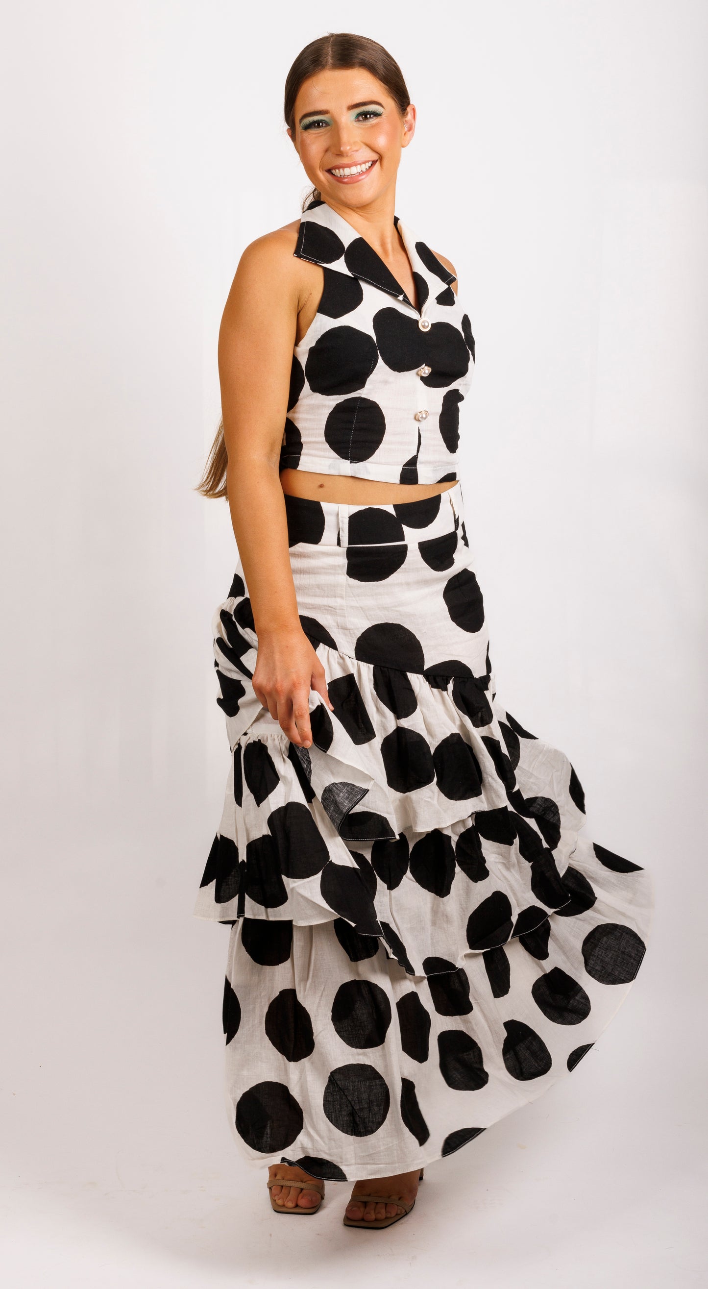 Joanie Tiered Maxi Skirt - Polka Dot