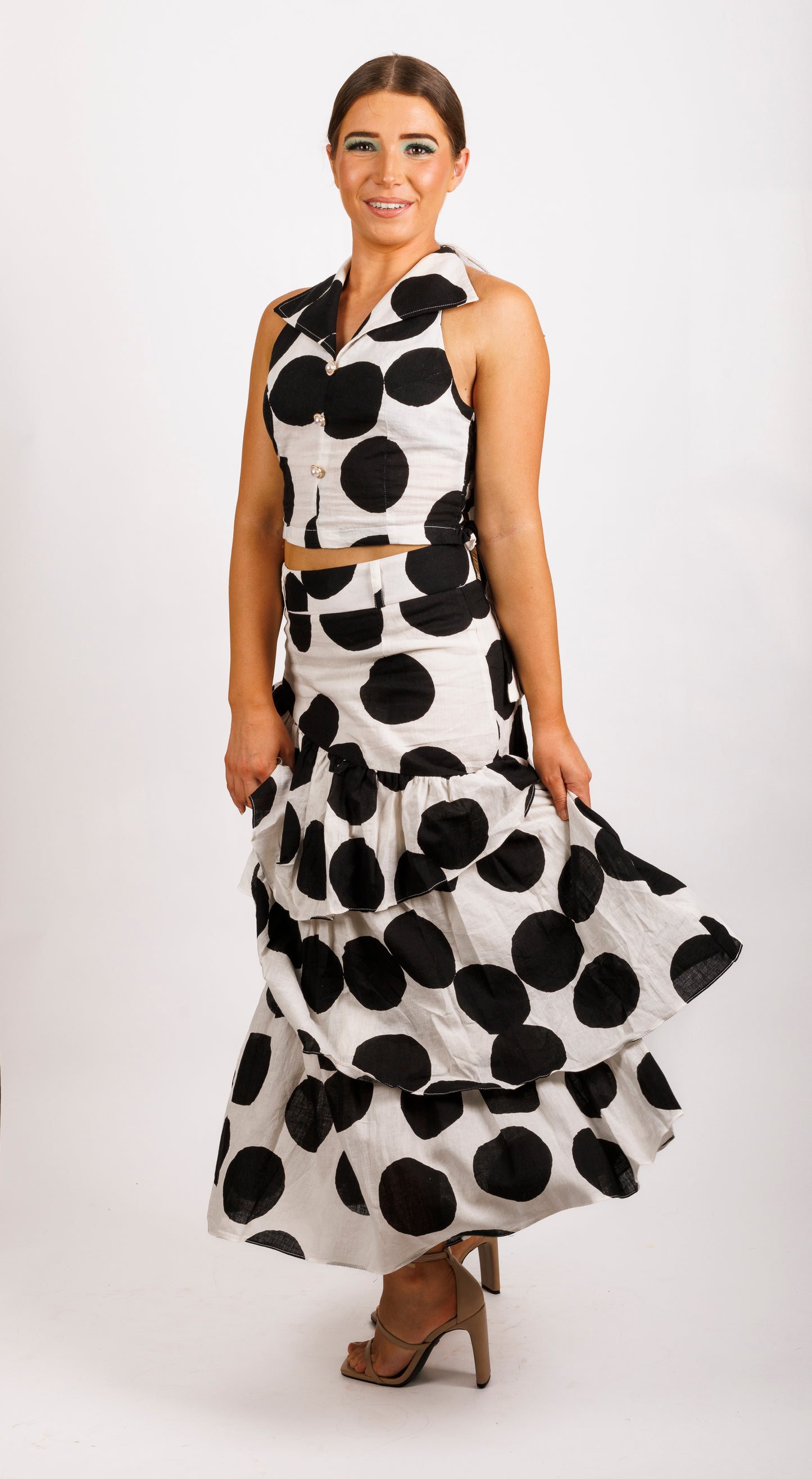 Joanie Tiered Maxi Skirt - Polka Dot