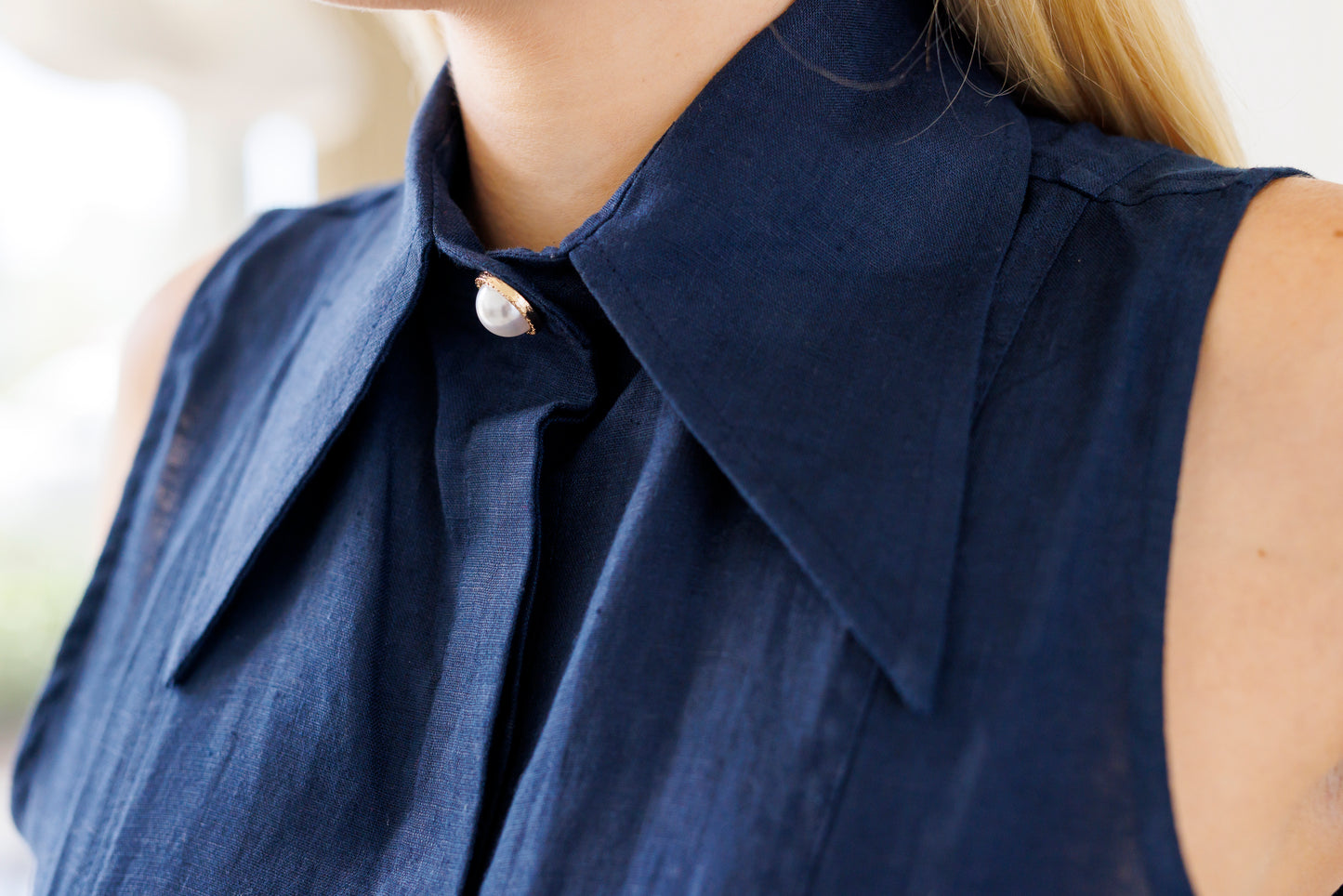 Teneriffe Sleeveless Shirt - Ink Blue