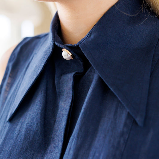 Teneriffe Sleeveless Shirt - Ink Blue