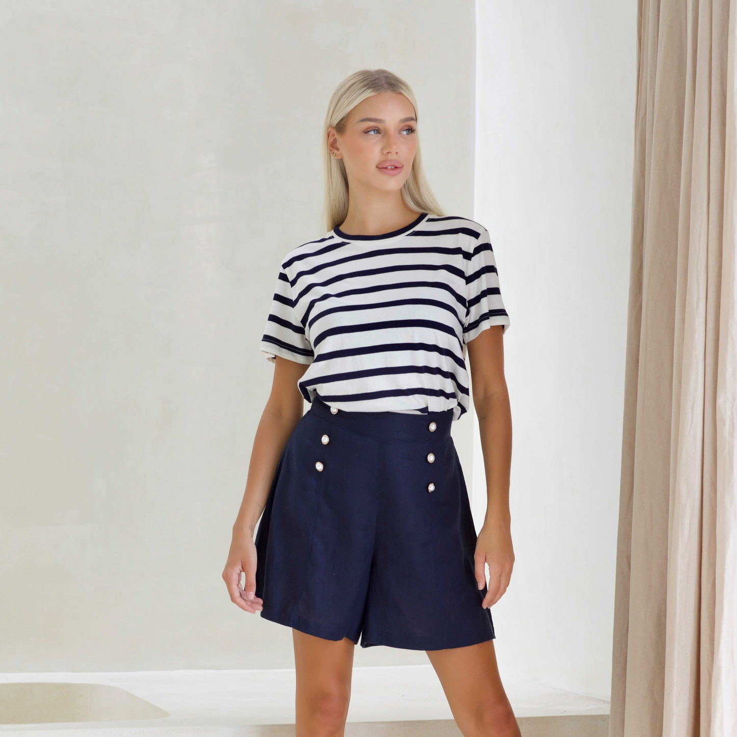Emmy High Waisted Short - Navy Blue