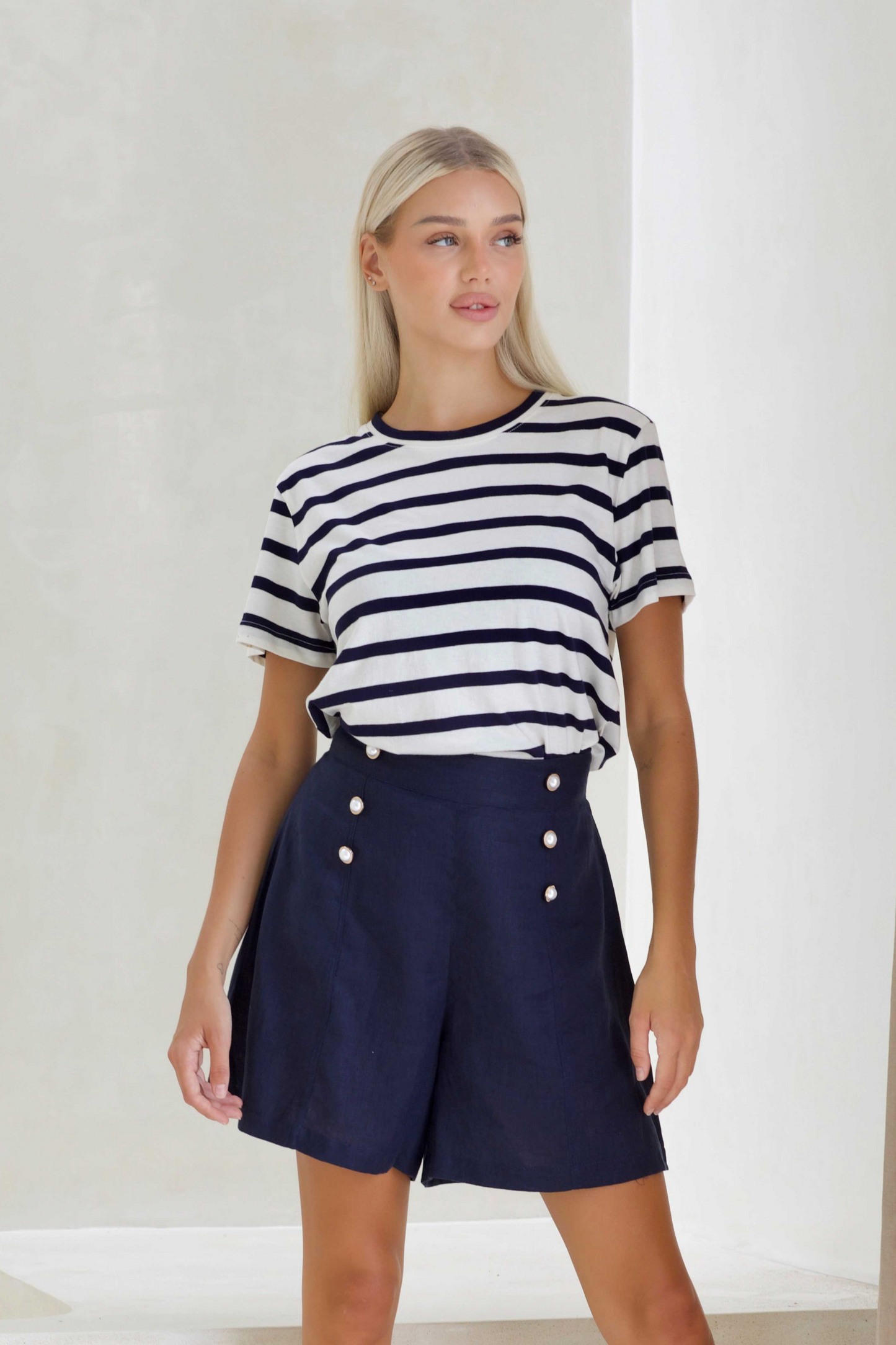 Emmy High Waisted Short - Navy Blue